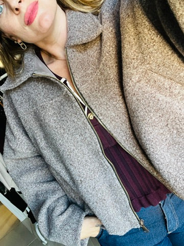 Chaqueta Taupe Cozy Bomber