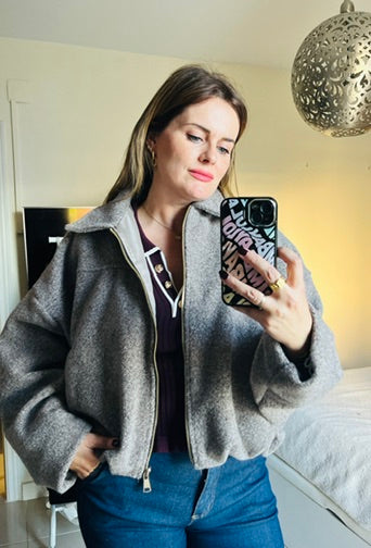 Chaqueta Taupe Cozy Bomber