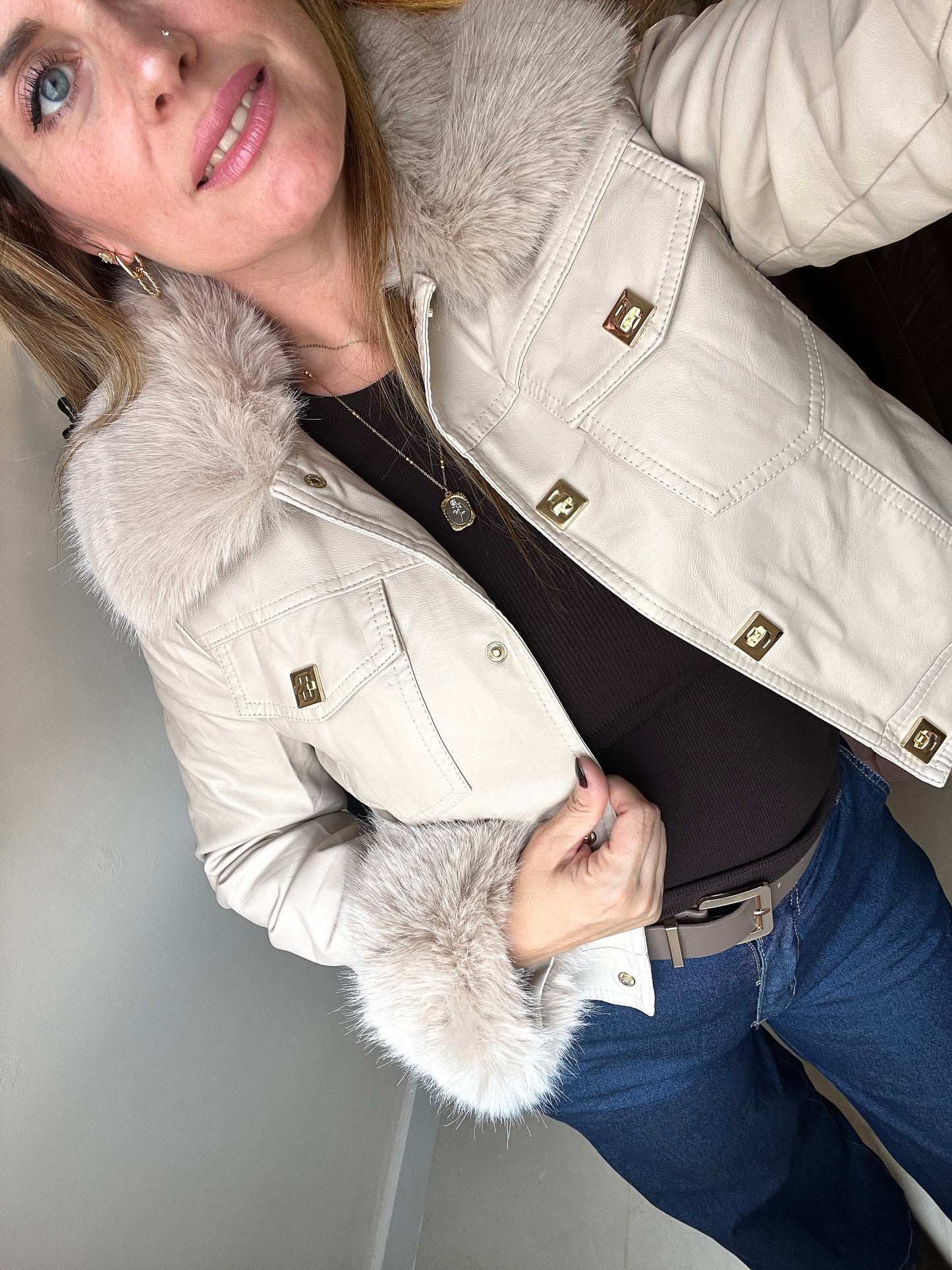 Chaqueta crudo pelo desmontable